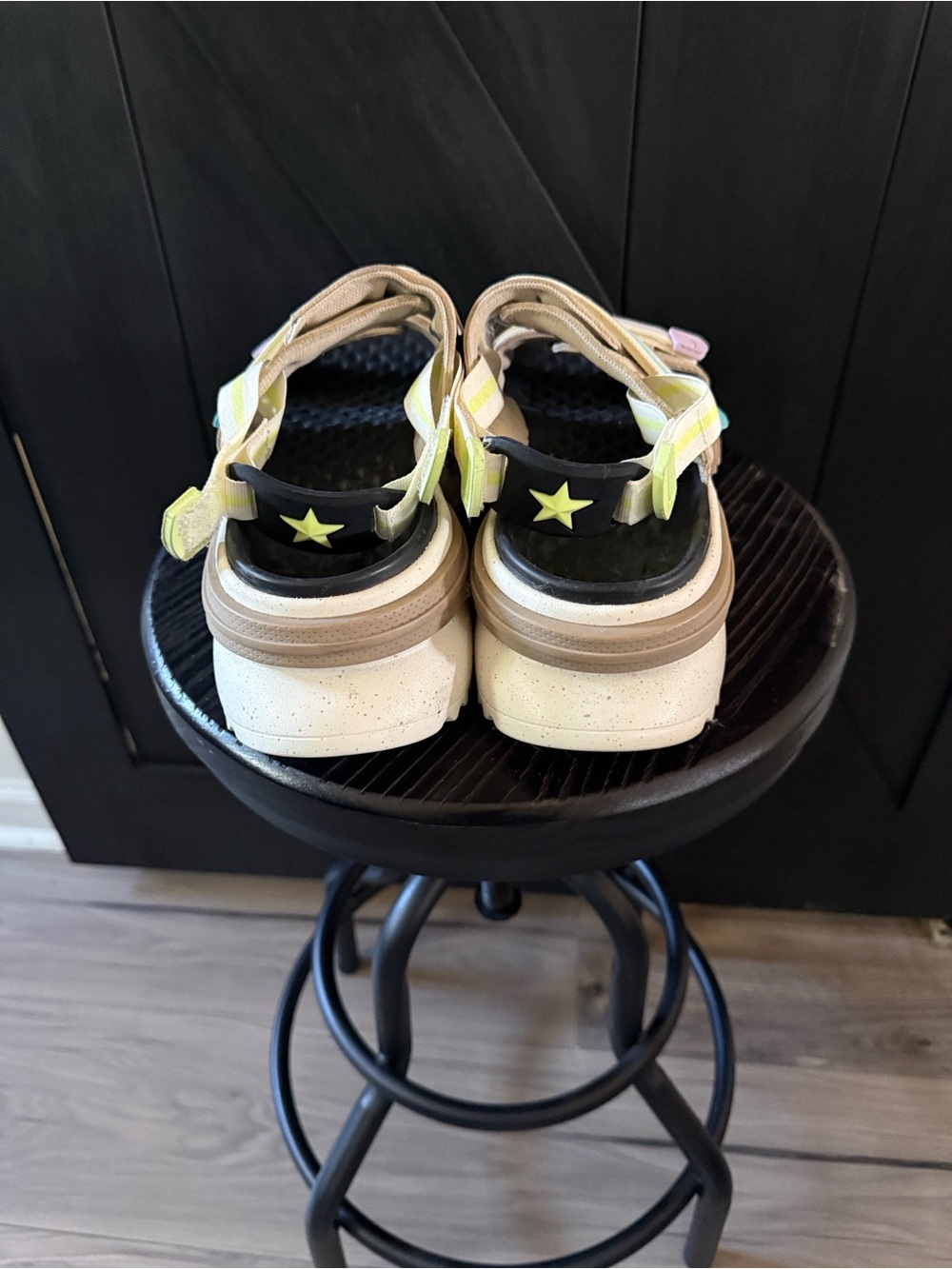 Converse Neutral Beige Sandals with Pastel Yellow, Blue, and Purple Accents - Picture 3 of 6